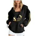 thumbnail image 1 of Football Mom Sweatshirt – Heart Print Hoodie, Warm Plush Fabric for Fall & Winter (Great Gift Idea!),Black#1 L, 1 of 4