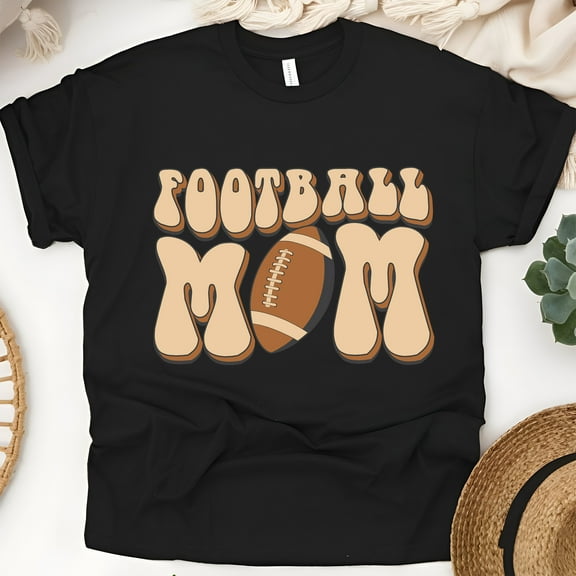 Football Mom T-Shirt | Retro Game Day Graphic Tee for Moms, Black, Size 3XL