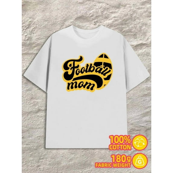 Football Mom Tee for men 180G 100% Cotton white Basic Unisex Shirt Graphic tshirts Vintage Unisex Shirt Crewneck tshirts Casual Unisex Shirt Printed tshirts