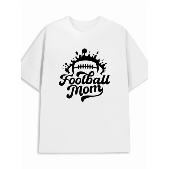 Football Mom Tee mens 180G 100% Cotton white Trendy Unisex Shirt Crewneck tshirts Original Unisex Shirt Graphic tshirts Unique Design Unisex Shirt Crewneck tshirts
