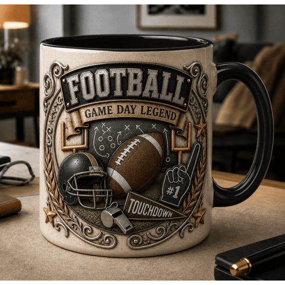 Football Ceramic Coffee Mugs for Dad, Game Day Gift for Father’s Day 11 oz 15 oz