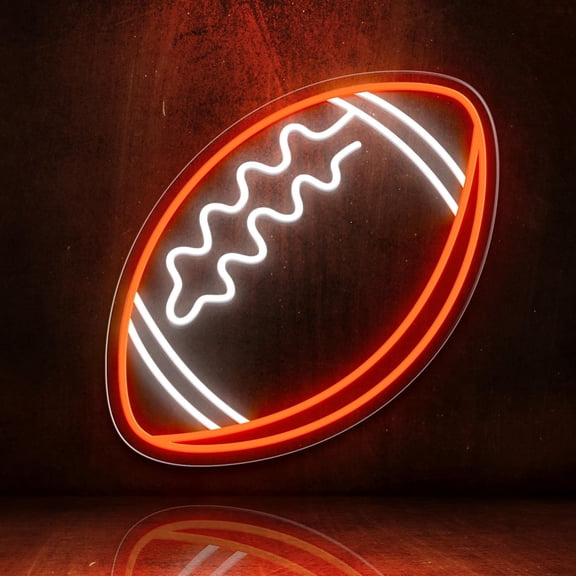 Football Neon Sign for Wall Decor,Football-Shaped Light, LED Signs Man Cave, Teens, Boys, and Girls' Bedrooms Game Rooms. Gift Fans Teens