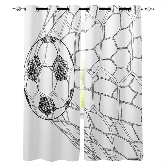 Football Net Goal Goal Sketch Sketch Curtains In The Bedroom Living Room Hall for Home Kitchen Window Treatmen