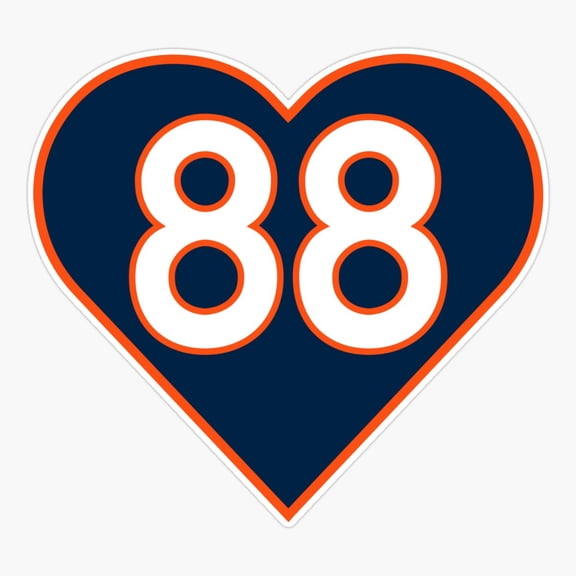 Football Number Eighty Eight Heart Sticker