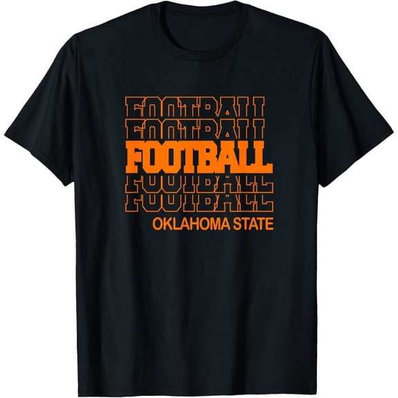 Football Oklahoma State In Modern Stacked Lettering Event T-Shirt, Size S-5XL