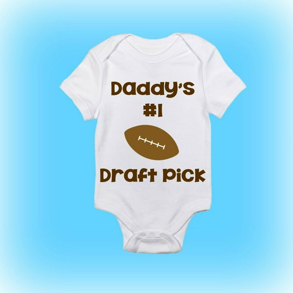Football Onesie - Daddy'S #1 Draft Pick - Fantasy Football - Unique Shower Gift - Baby Shower Gift - Baby Gift Idea - Baby Boy - Baby Girl Cool Baby Clothing, BABY BODYSUIT LAT 4424