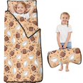 thumbnail image 1 of Football Outline Beige Pattern Toddler Nap Mat with Pillow & Blanket, Soft Sleeping Mat for Preschool Daycare Travel Sleepovers, 1 of 6