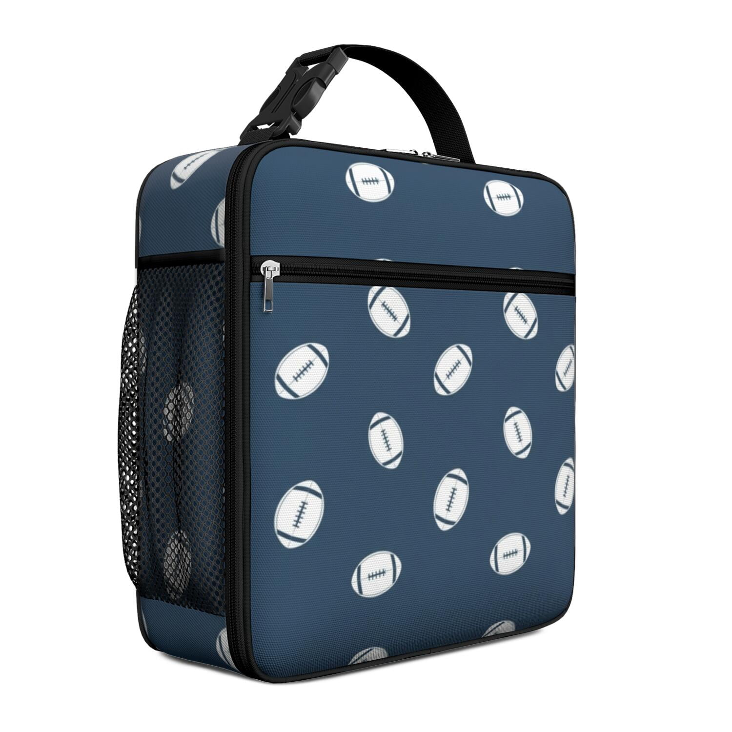 Football Outline Blue Pattern Insulated Lunch Bag Teens Lunch Box For football-outline-blue-pattern-insulated-lunch-bag-teens-lunch-box-for