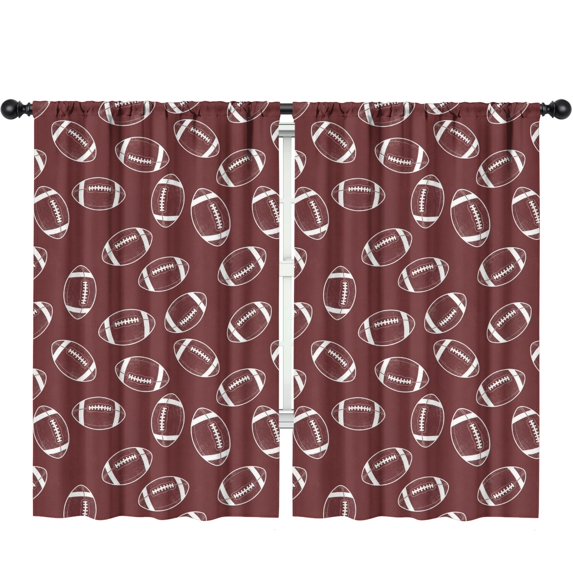 Football Outline Red Pattern Insulated Teens Curtains Set Of 2, Bedroom Essentials, Toddler Room Decor 52"x84"