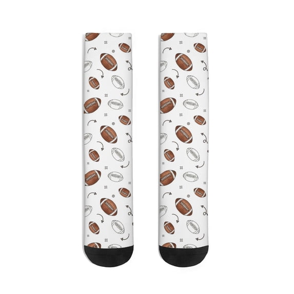 Mid Guy Football Outline White Pattern Men's Mid-calf Crew Socks, Running ...
