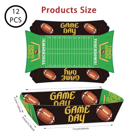 Football Party Decorations, Disposable Football Paper Snack Trays, Large Serving Boats for Super Bowl Party, Birthday, Tailgate & Sports Theme Events