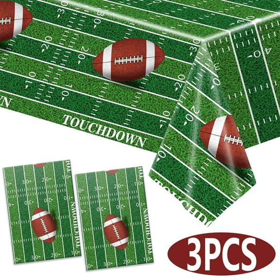 Football Party Decorations Disposable Tablecloth Plastic Table Cover for Football Games Birthday Party Supplies 3 Pack Style 2
