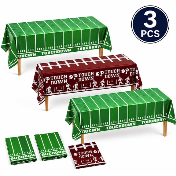 Football Party Decorations Disposable Tablecloth Plastic Table Cover for Football Games Birthday Party Supplies 3 Pack Style 3