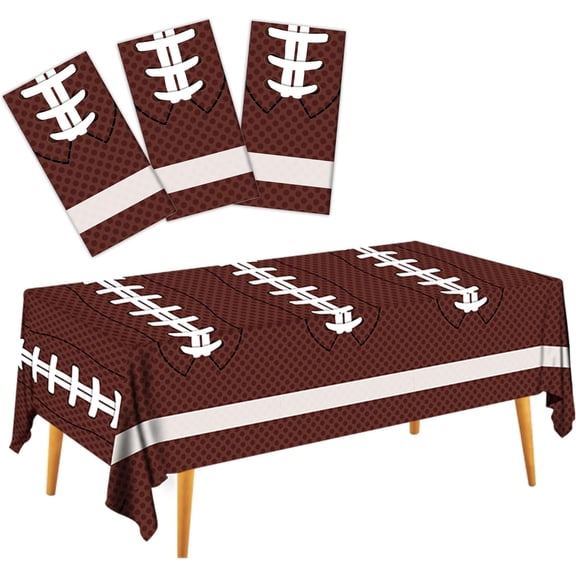 Football Party Decorations Disposable Tablecloth Plastic Touchdown Table Cover Perfect for Super Bowl Football Birthday Party Decorations and Gameday Tailgate Decorations 54 X 108Inch, 3 Pack