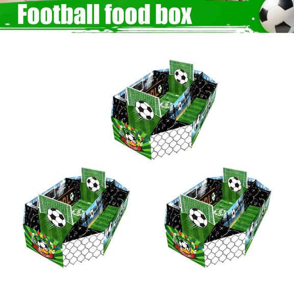 Football Party Decorations Snack Tray Kit 3 Pack - Paper Trays Concession Boats For Nachos Chips Football Tailgate Big Game Party Decorations B#30