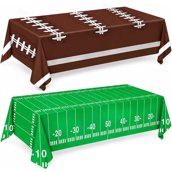 Football Party Decorations Tablecloth Disposable Plastic Touchdown Table Cover Perfect for Football Birthday Party Decorations and Gameday Tailgate Decorations 54 X 108Inch, 2 Pack