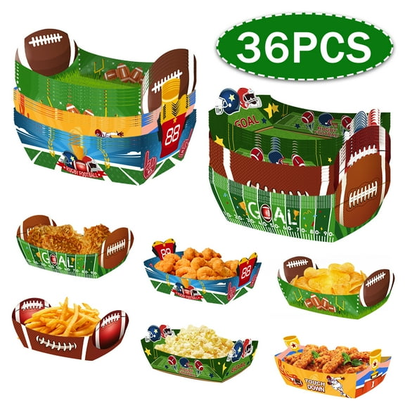 Football Tray Football Party Favors Paper Boats Serving Trays Paper Disposable Snack Trays for Sport Birthday Party Trays 36Pcs Set 2
