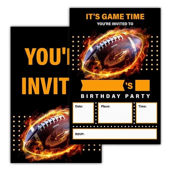 Football Party Invitations with Envelopes Set of 20 - Game Time Birthday Party Invites for Teen Boys