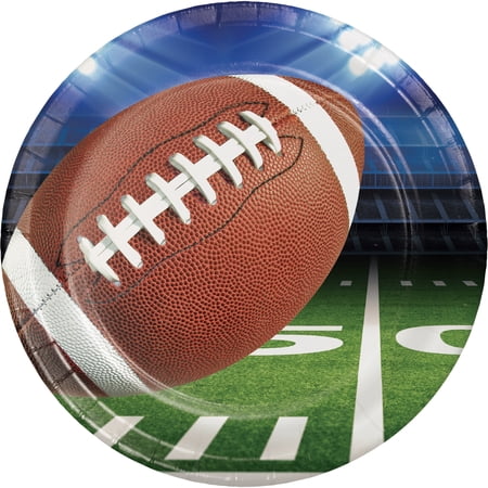 Football Party Round Paper Plates 8 Count for 8 Guests