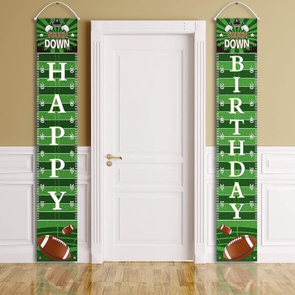 Football Party Sign Banner Football Bowl Sports Fan Supplies Themed Boy Porch Favors Photo Booth Props Wall Hanging(Birthday Theme)