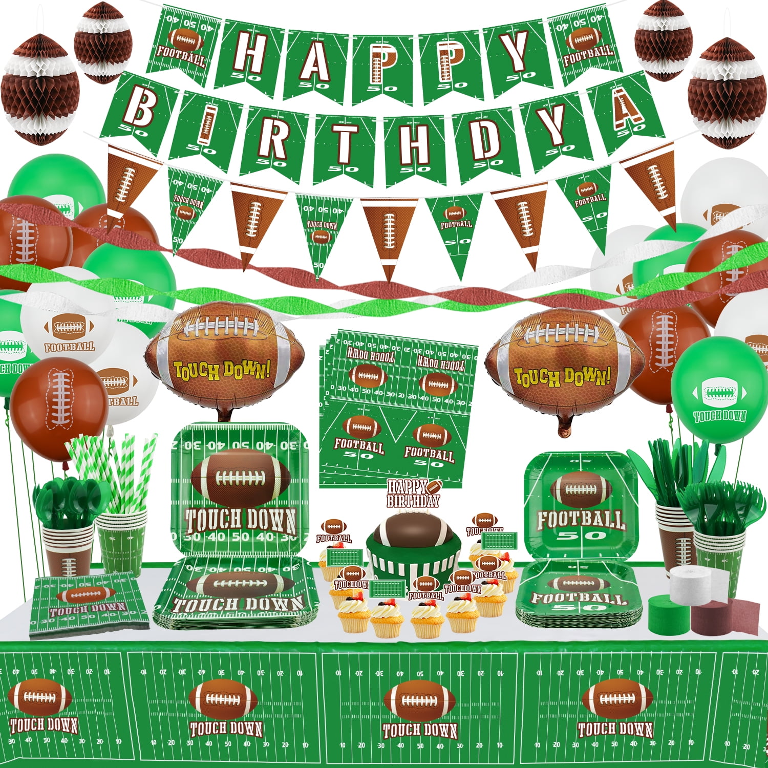 : Football Party Backdrop Tablecloth Touchdown Football Party  Decorations Banner Boys Sports Themed Props Supplies 2PCS : Electronics