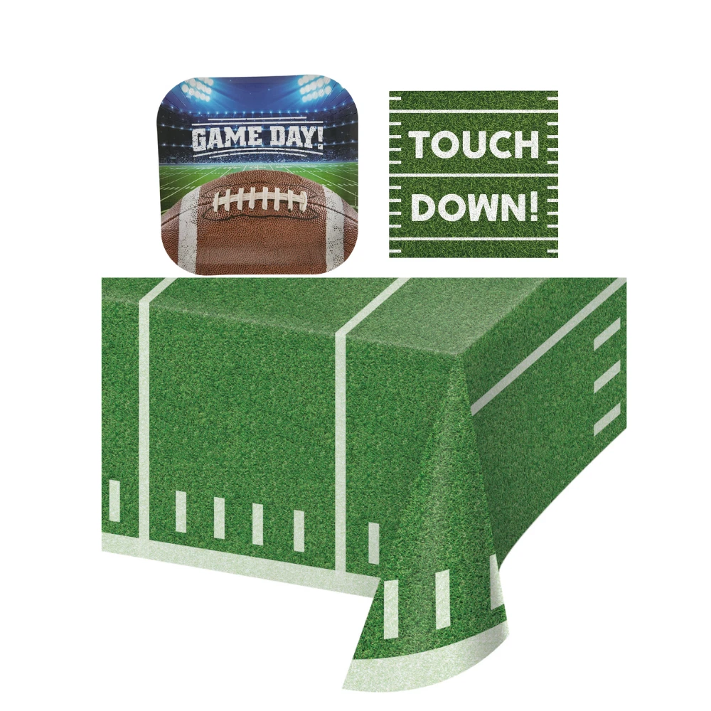 Football Party Supplies: Bundle Includes Dessert Plates And Napkins For 16 Guest