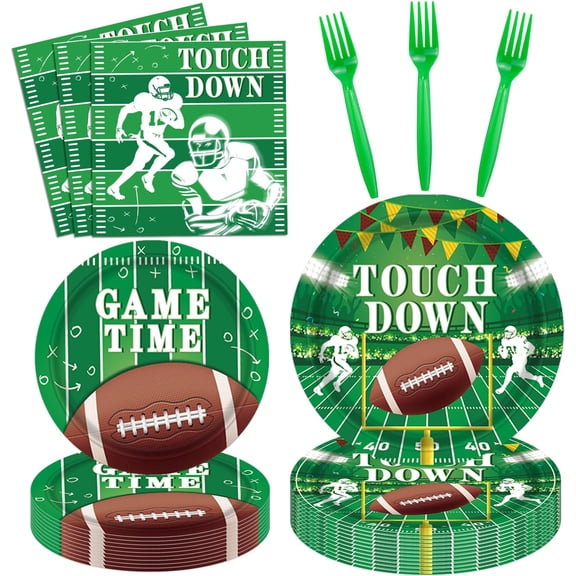 Football Party Supplies Decorations Sports Party Decor Tailgate Decor Touchdown Tableware Set - Paper Plates, Napkins, Forks