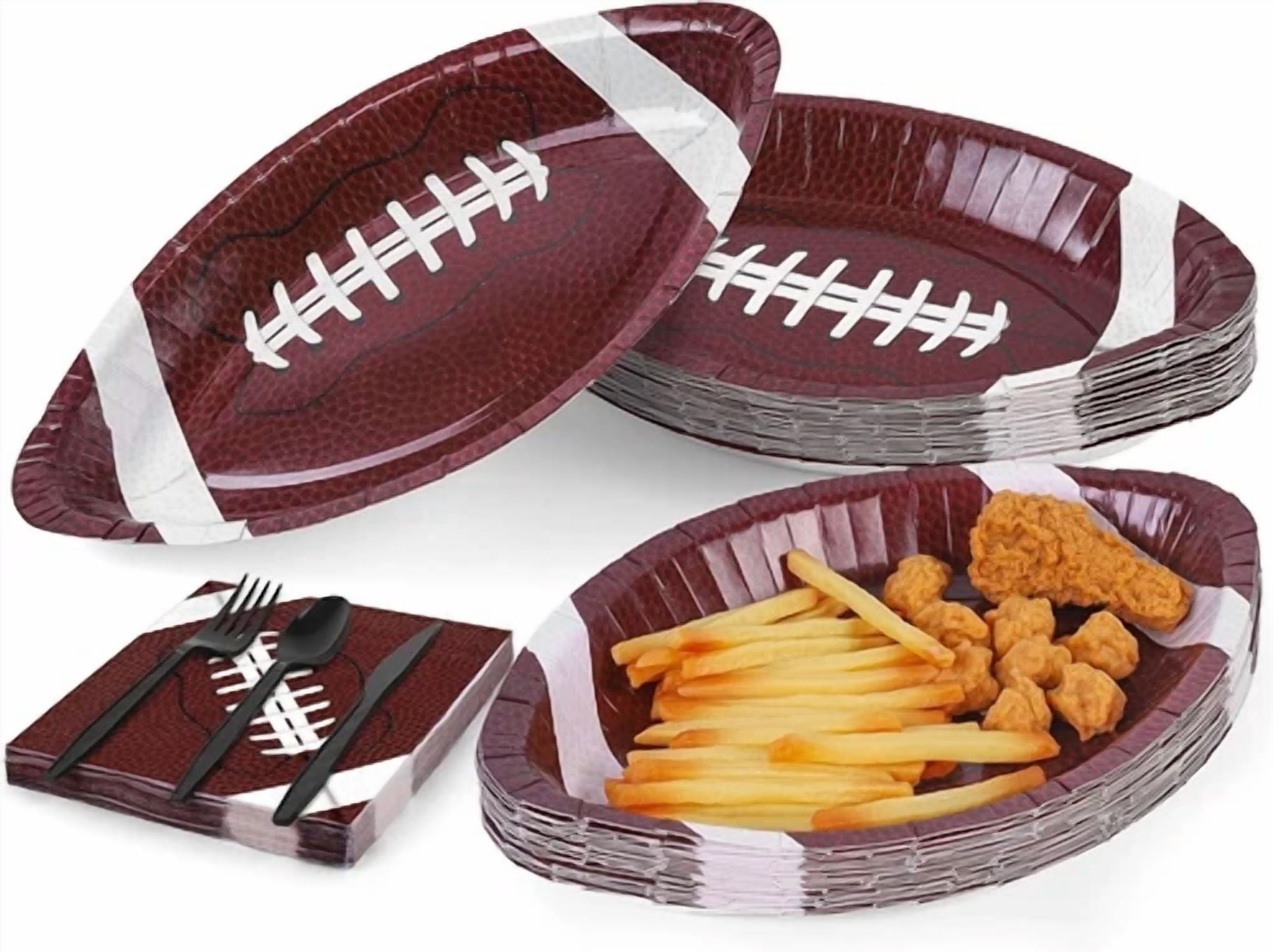 Football Party Supplies Kit Serve 24,Includes Plates/Napkins, Cultery, 120Pcs