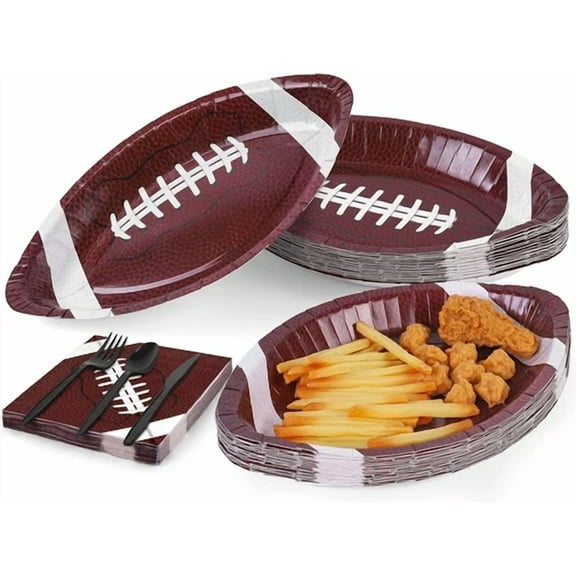 Football Party Supplies Kit Serve 24,Includes Plates/Napkins, Cultery, 120Pcs