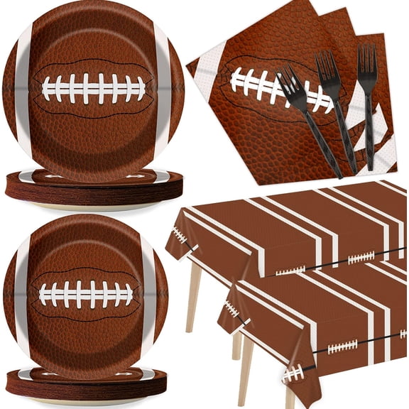 Football Party Tableware Kit for Guests Theme Party Decorations Table Supplies Includes Plates, Napkins, Tablecloths