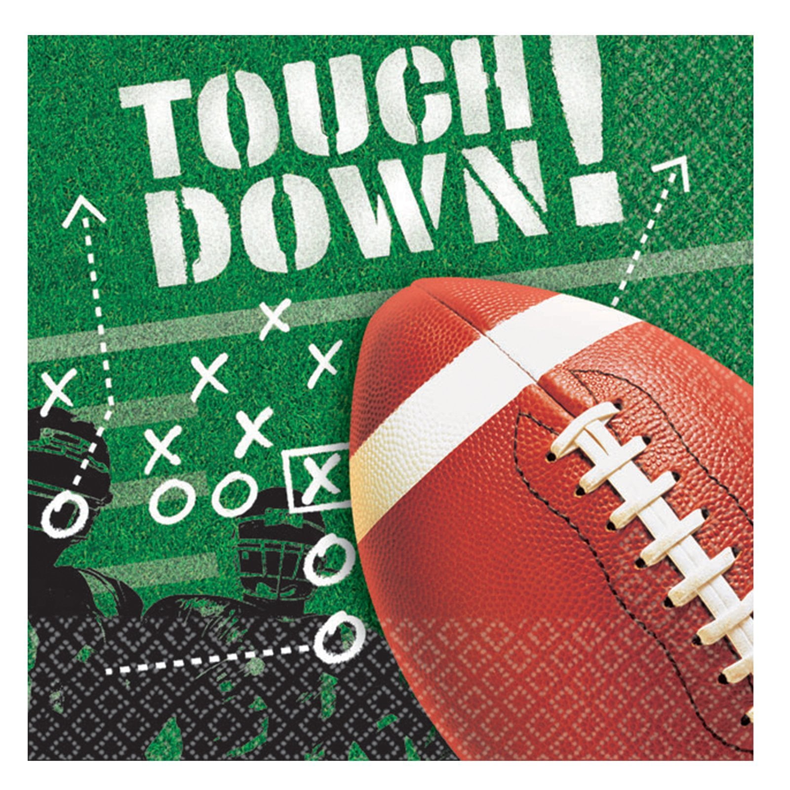 Football Party Tailgate Game Time 2-Ply 10" Beverage Napkins, Green, 125 CT