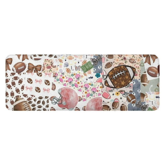 Football Patchwork Pattern Kitchen Rug Mat,Kitchen Runner Rugs Non Skid Washable,Decorative Kitchen Floor Mats for Kitchen,Sink,Laundry,17"x47.2"