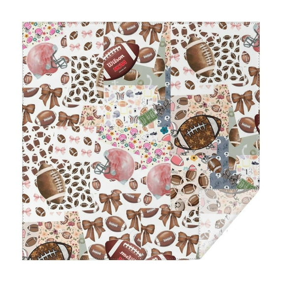 Football Patchwork Pattern Square Tablecloth,Waterproof Square Table Cover,Wipeable Spillproof Washable Table Cover for Home Kitchen Party Decor 60"x60"(152x152cm)