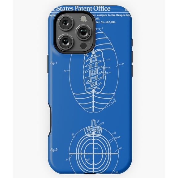 Football Patent Blueprint Art Phone Case for iPhone 16 15 14 13 12 11 Pro Max