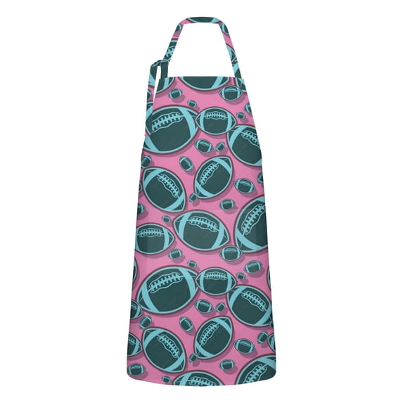 Football Pattern Apron-Garden Aprons for Women with Pockets-Cotton Linen Waterproof Kitchen Cooking Gardening Aprons Adjustable for Kitchen,Cooking,BBQ and Salon 33x27 Inch