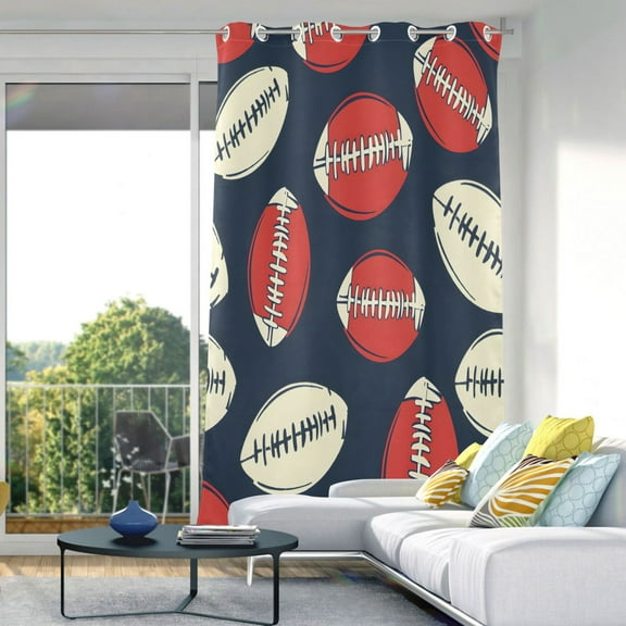 Football Pattern Blackout Curtains 84"x52" Thermal Insulated Curtain 1 Panel