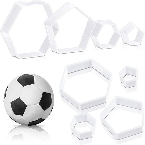 WM25 Football Pattern Cookie Cutters Football Cake Fondant Hexagon Cutter for Kitchen DIY Cak