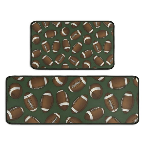 Football Pattern Kitchen Rugs Sets Of 2,Anti Fatigue Kitchen Mat Rugs Non Slip Washable,Decorative Kitchen Floor Mats for Kitchen,Sink,Laundry,17"X30"+17"X47"