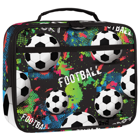 Football Pattern Lunch Bag, Sports Design Insulated Lunch Tote, Reusable Meal Lunch Box for School Men Women Beach Picnic Travel