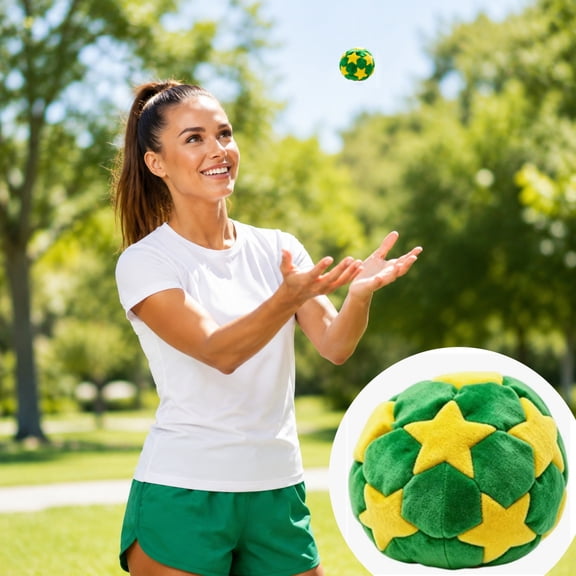 Football Pattern Sandbag Beginner Juggling Ball, Soft Plush Beanbag for Outdoor Party Games and Coordination Practice
