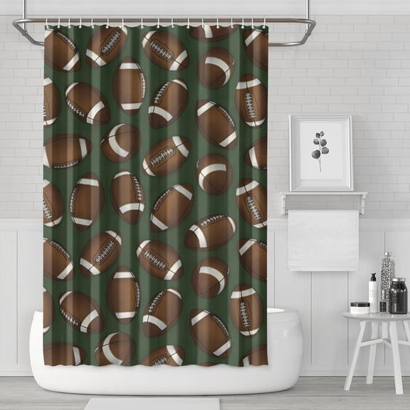 Football Pattern Shower Curtain 72"x72" ,Bathroom Decorative Shower Curtains Set with 12 Hooks,Modern Waterproof Washable Shower Curtain