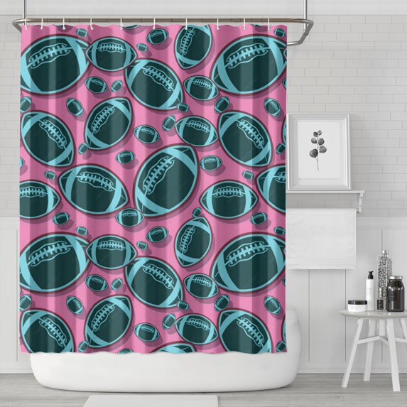 Football Pattern Shower Curtain 84"x72" ,Bathroom Decorative Shower Curtains Set with 12 Hooks,Modern Waterproof Washable Shower Curtain