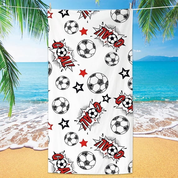 Football Patterned Beach Towel Quick Dry Sand Resistant Towel Multi Purpose Travel Swimming Sports Towel Bath Towel Blanket for Men Women,55x27.5 Inch