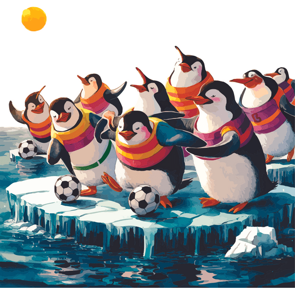 Football Penguin Sport Sports Penguin Art Animal Fun Colorful Animals Wall Art Sticker Designs Vinyl Stickers For Home House Nursery Playroom Walls Rooms Window Bedroom Decoration Size (12x12 inch)