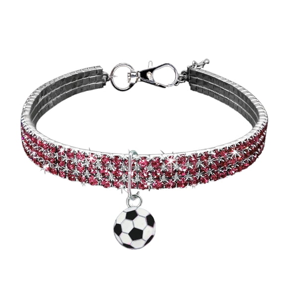 Football Pet Dog and Cat Necklace with Rhinestones in Three Elegant Colors