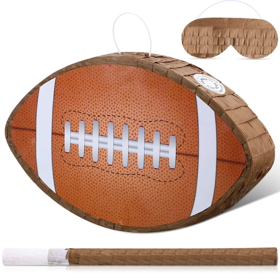 Football Piata, Sport Themed Birthday Party Supplies Small Birthday with Stick and Eye Mask for Boy Girls Baby Shower Sport Birthday Party Favors Decorations, 16.54 x 10.04 x 2.99 Inch Y102