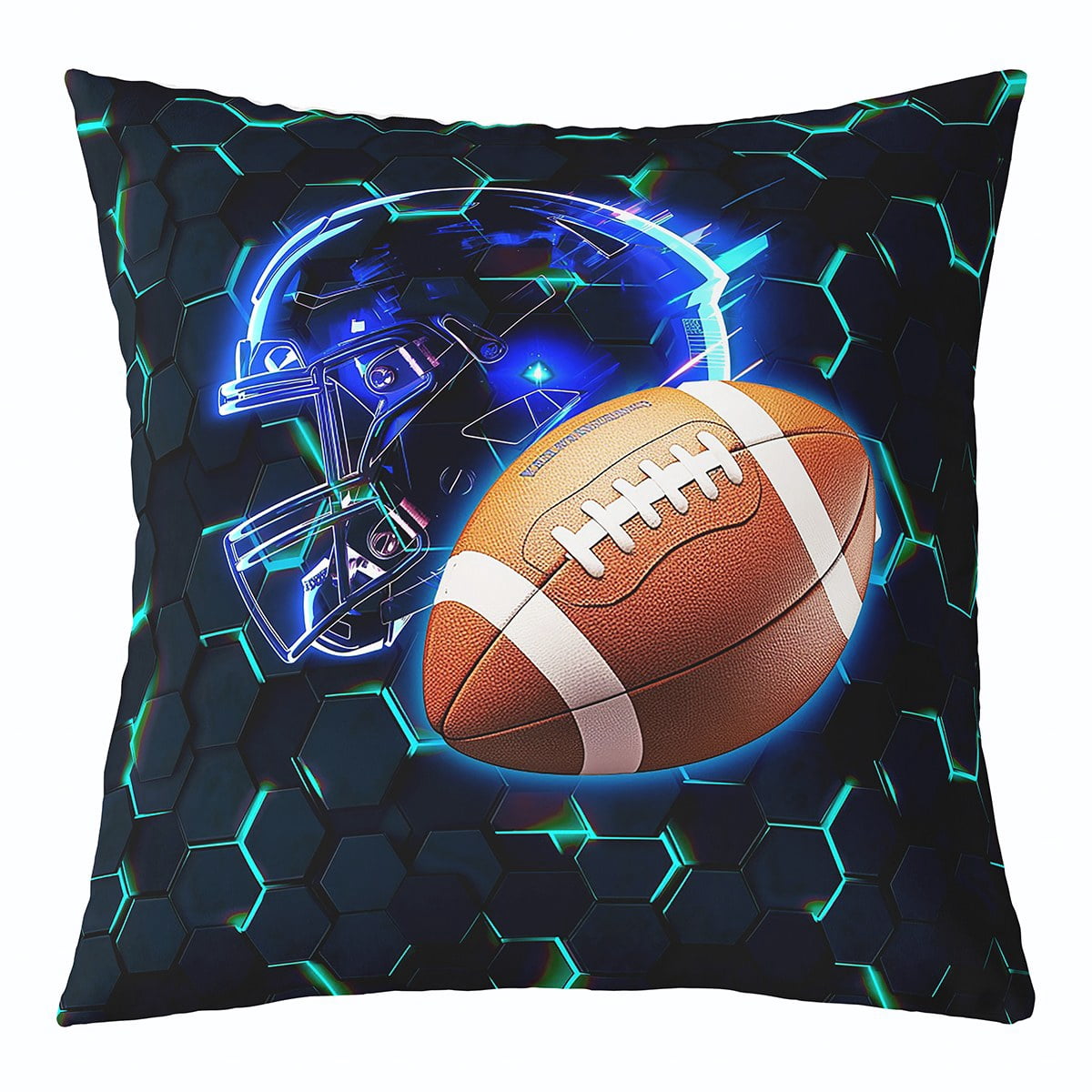 Football Pillow Covers Set Of 4, 20x20 Inch | Fall Linen Vintage Sports Decor For Boys Room, Party, Gifts