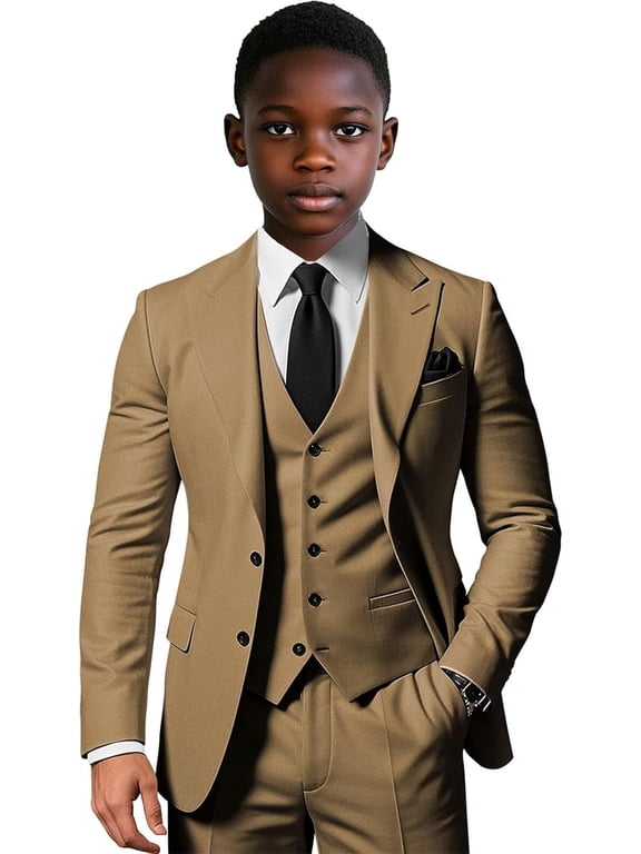 Boys Elegant Single Breasted Suit for Wedding 3 Piece Slim Fit Suits for Boys Suits for Summer Beach Wedding Homecoming Graduate Party Prom