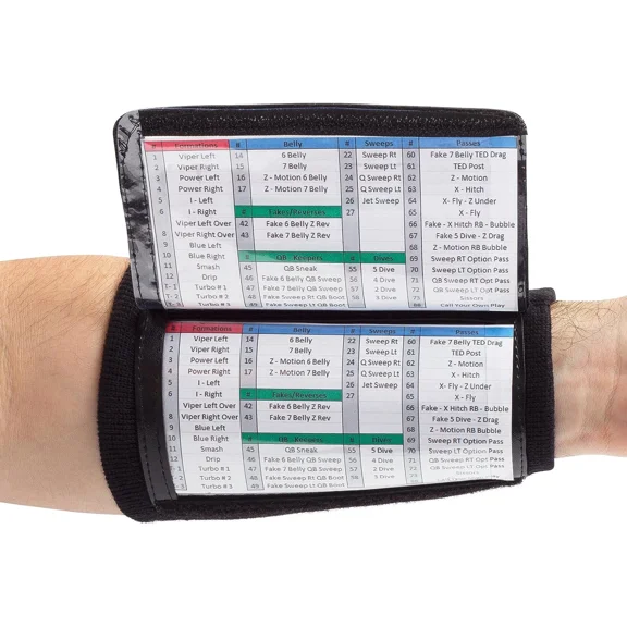 Football Play Wristbands - Adult Quarterback Gear - Wristband Playbook - Softbal