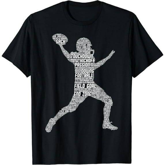 Football Player American Football Boys Kids Men T-Shirt Black Small